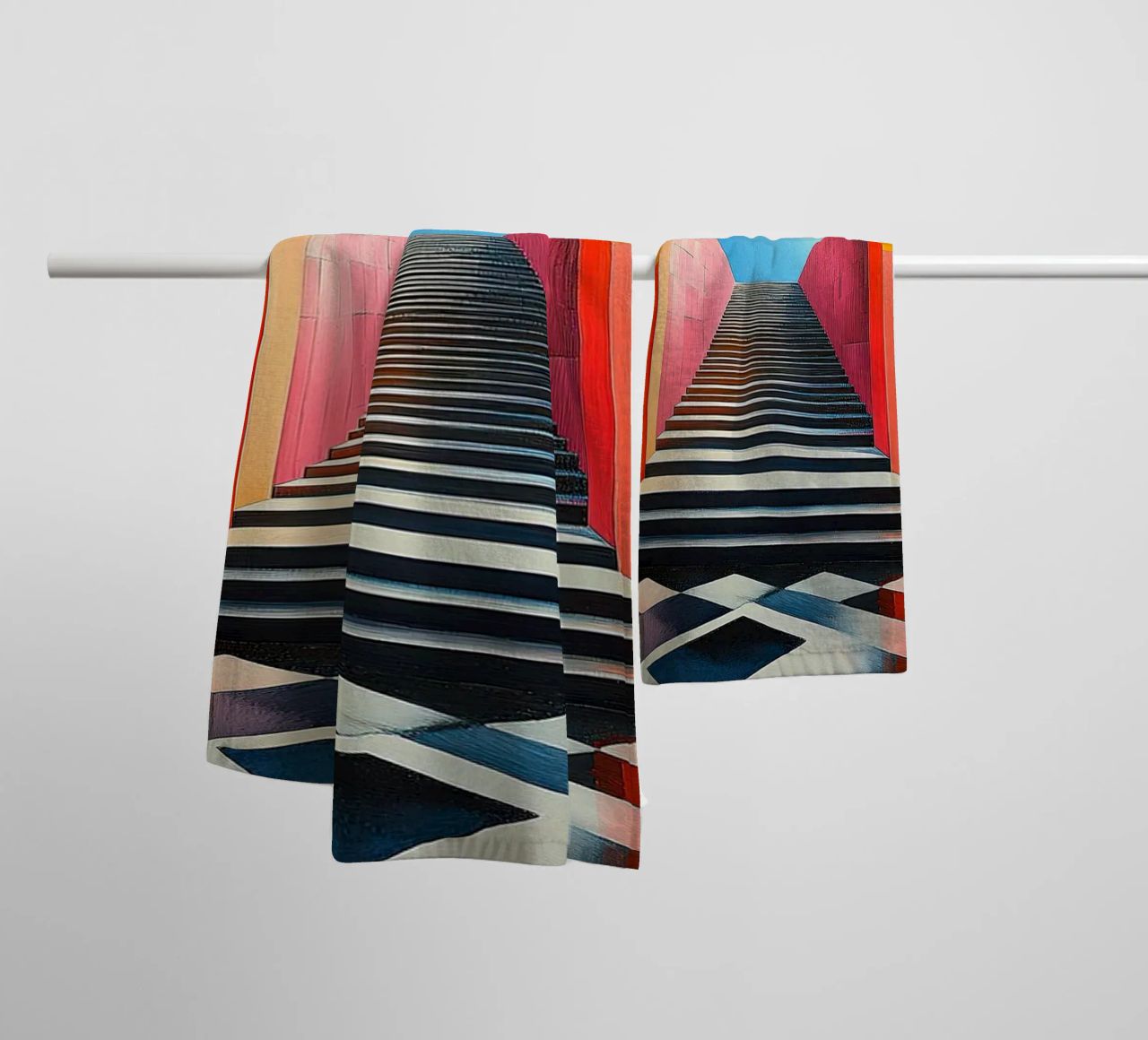 Surrealismus Architektur Design Geometrie Handtuch von Nikis Art Studio