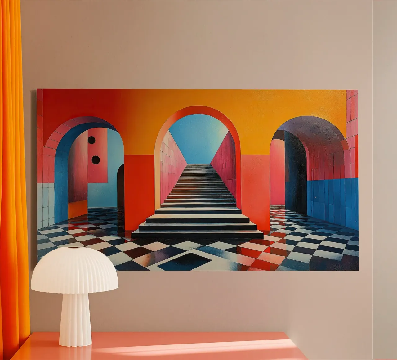 Surrealismus Architektur Design Geometrie Leinwand von Nikis Art Studio