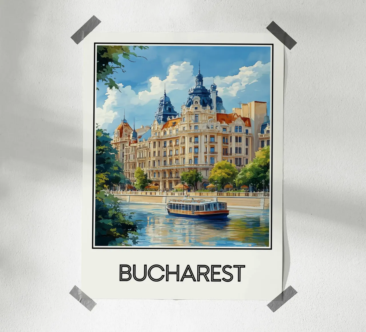 Bucarest poster con telaio in legno da Frame the World