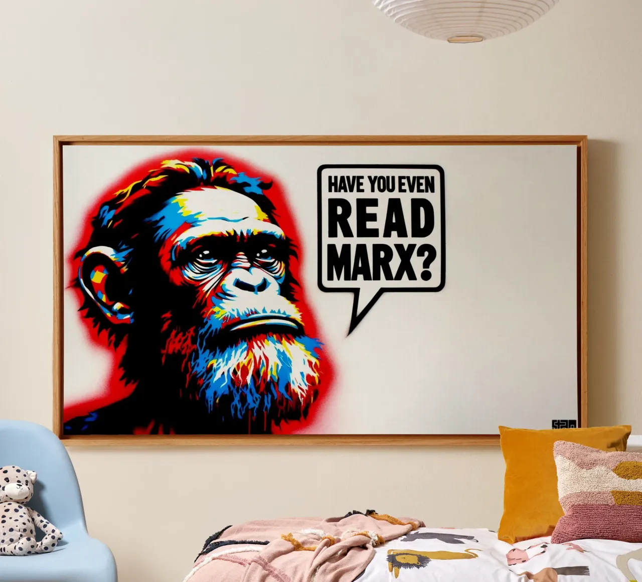 have you even read Marx? – Stencil, Graffiti & Streetart tela con Cornice a cassetta da STAN Z.