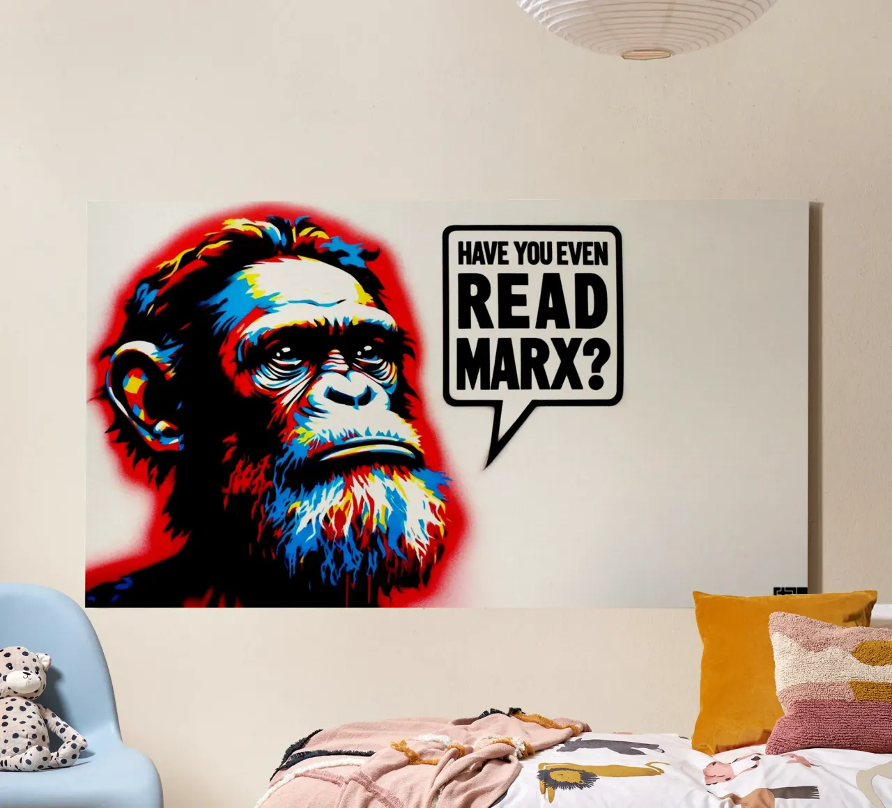have you even read Marx? – Stencil, Graffiti & Streetart tela con Cornice a cassetta da STAN Z.