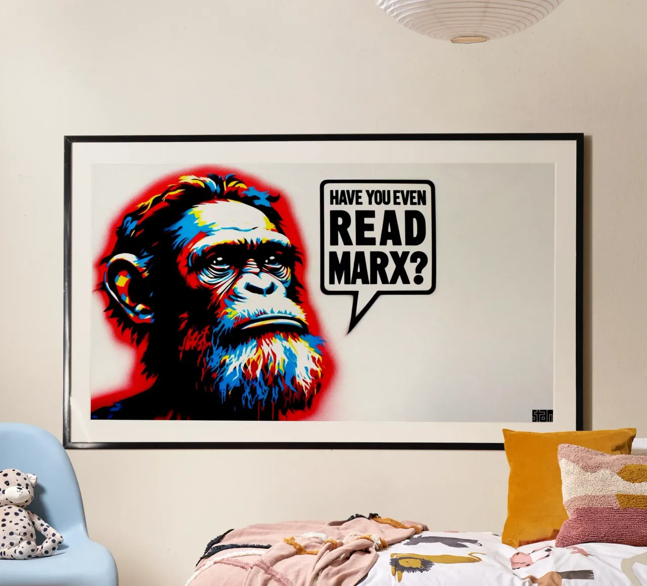 have you even read Marx? – Stencil, Graffiti & Streetart poster con telaio in plastica da STAN Z.
