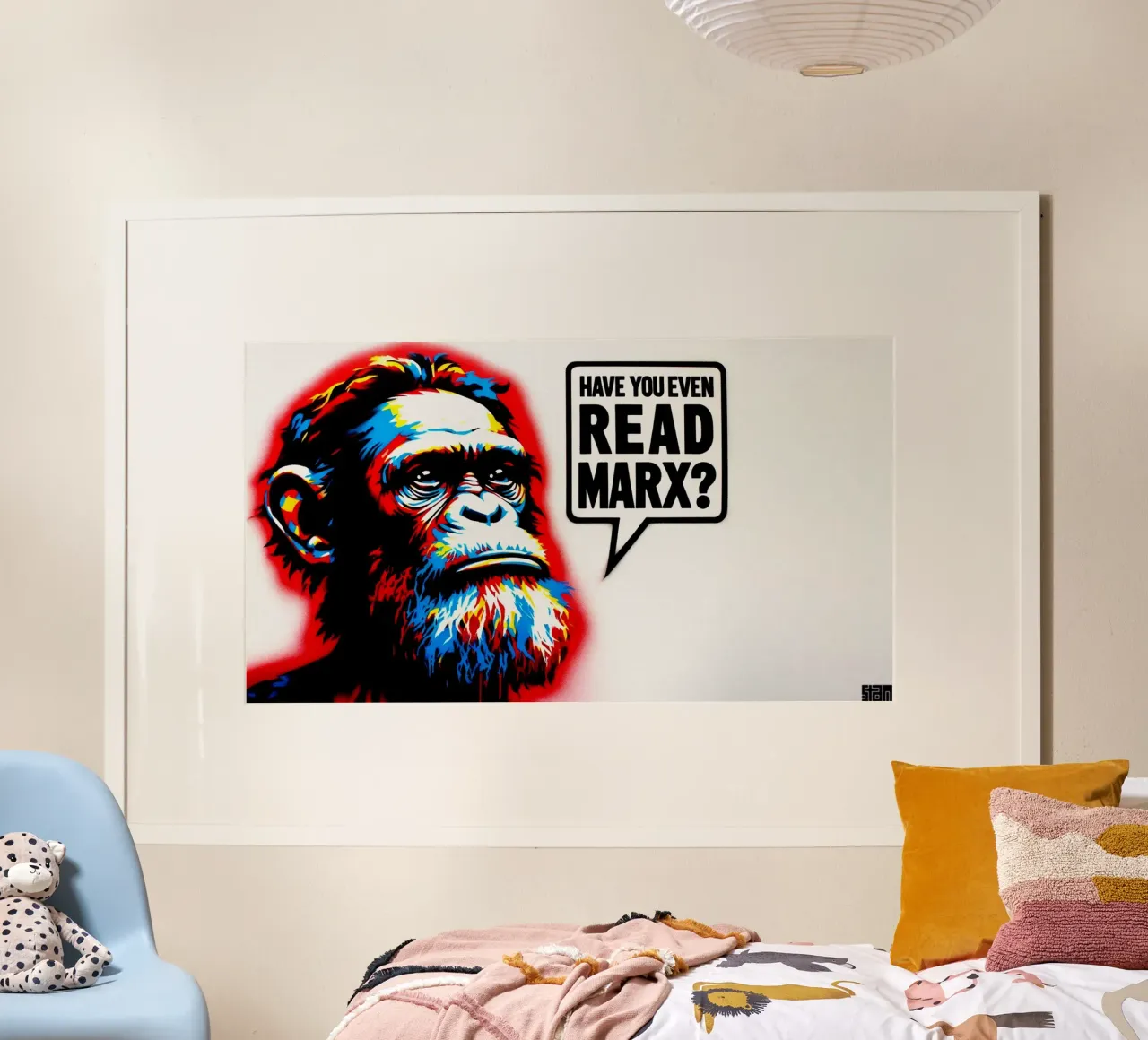 have you even read Marx? – Stencil, Graffiti & Streetart poster con telaio in plastica da STAN Z.