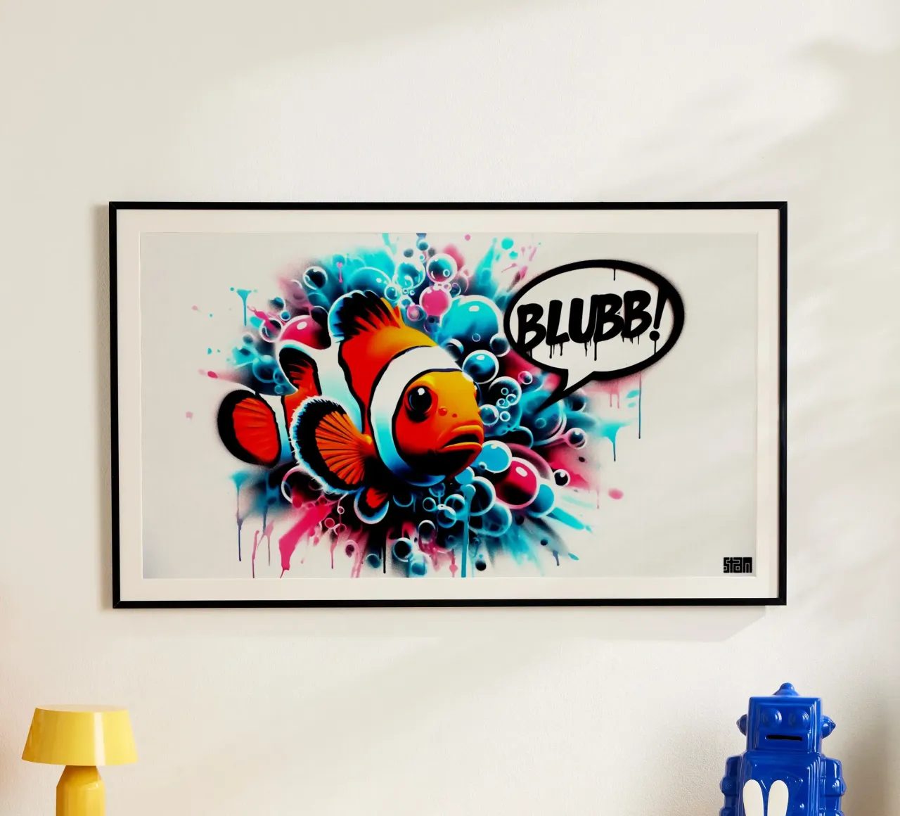 Nemo – Blubb! – Stencil, Graffiti & Streetart poster con telaio in plastica da STAN Z.