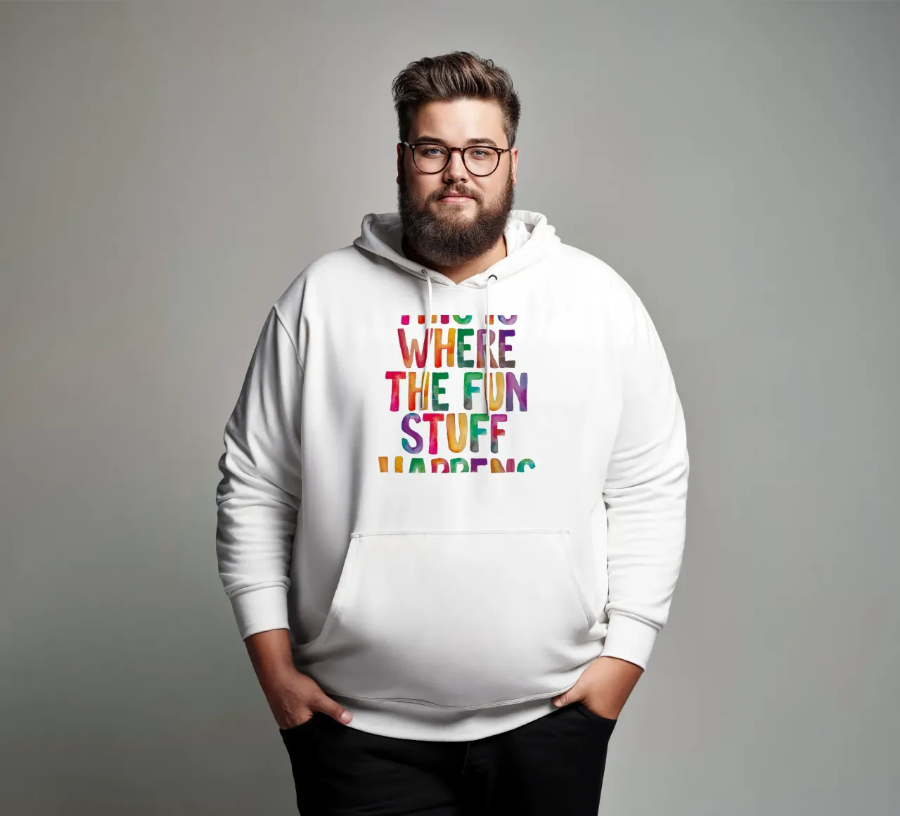 This is Where the Fun Stuff Happens Tipografía arco iris sudadera con capucha de THE MOTIVATED TYPE
