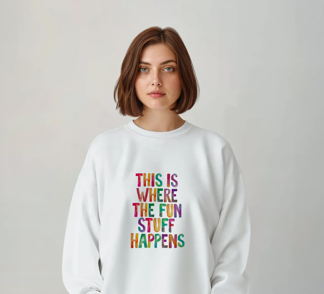 This is Where the Fun Stuff Happens Tipografía arco iris sudadera de THE MOTIVATED TYPE