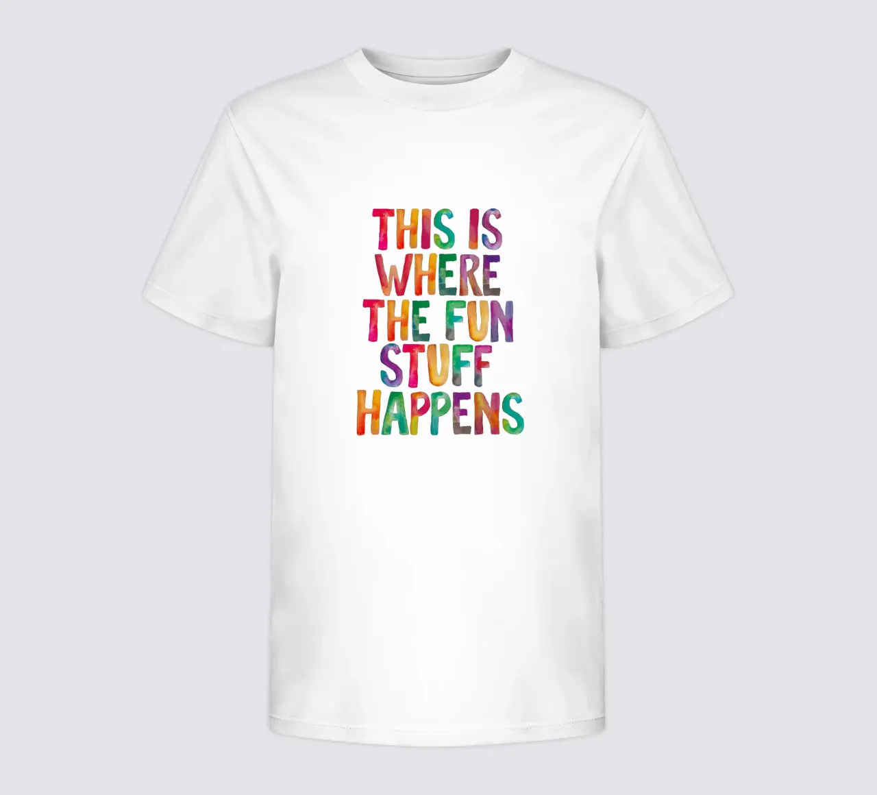 This is Where the Fun Stuff Happens Rainbow Typography kids t-shirt by THE MOTIVATED TYPE