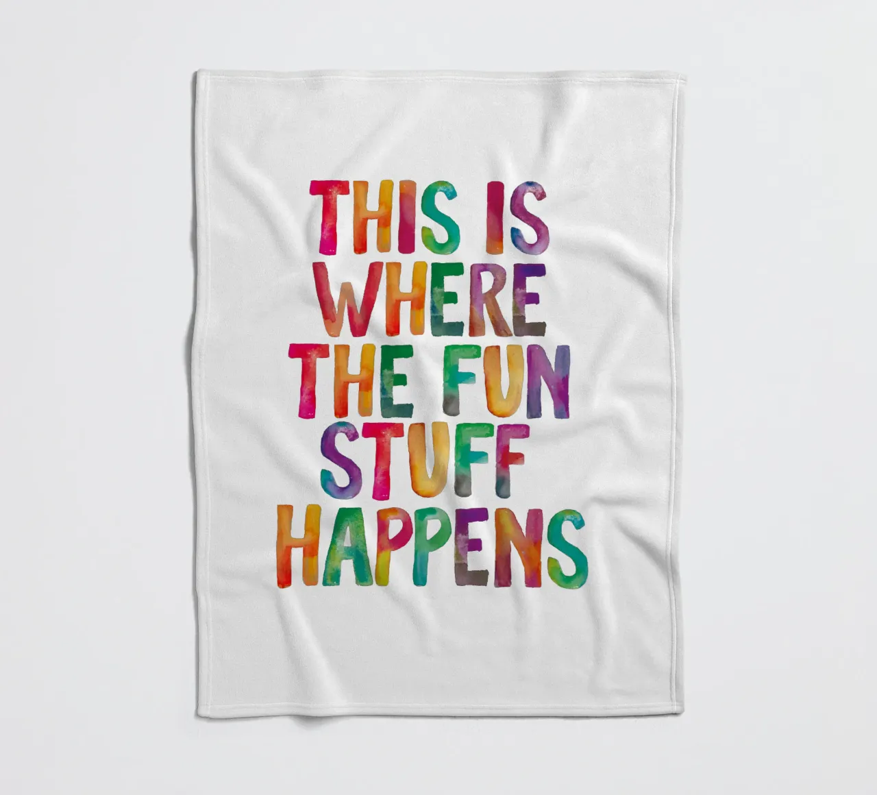 This is Where the Fun Stuff Happens Regenbogen Typografie Fleecedecke von THE MOTIVATED TYPE