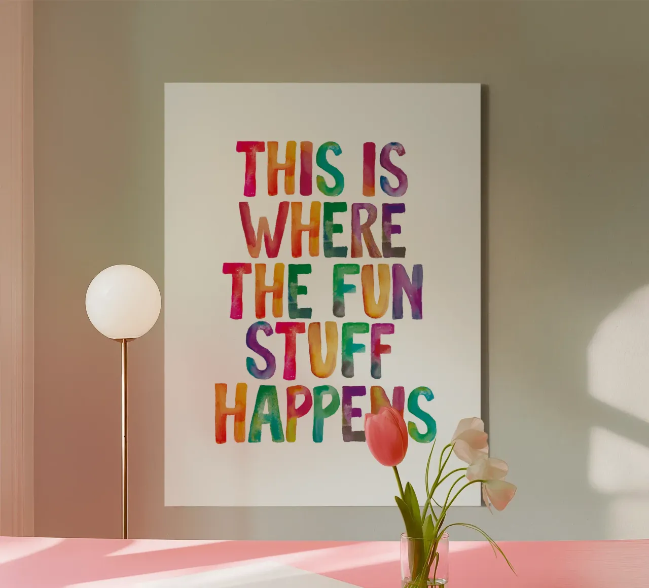 This is Where the Fun Stuff Happens Rainbow Typography canvas by THE MOTIVATED TYPE