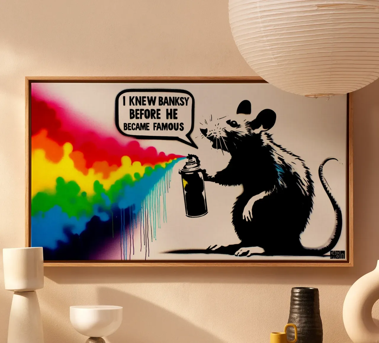 I knew banksy – Stencil, Graffiti & Streetart canvas with Floater frame by STAN Z.