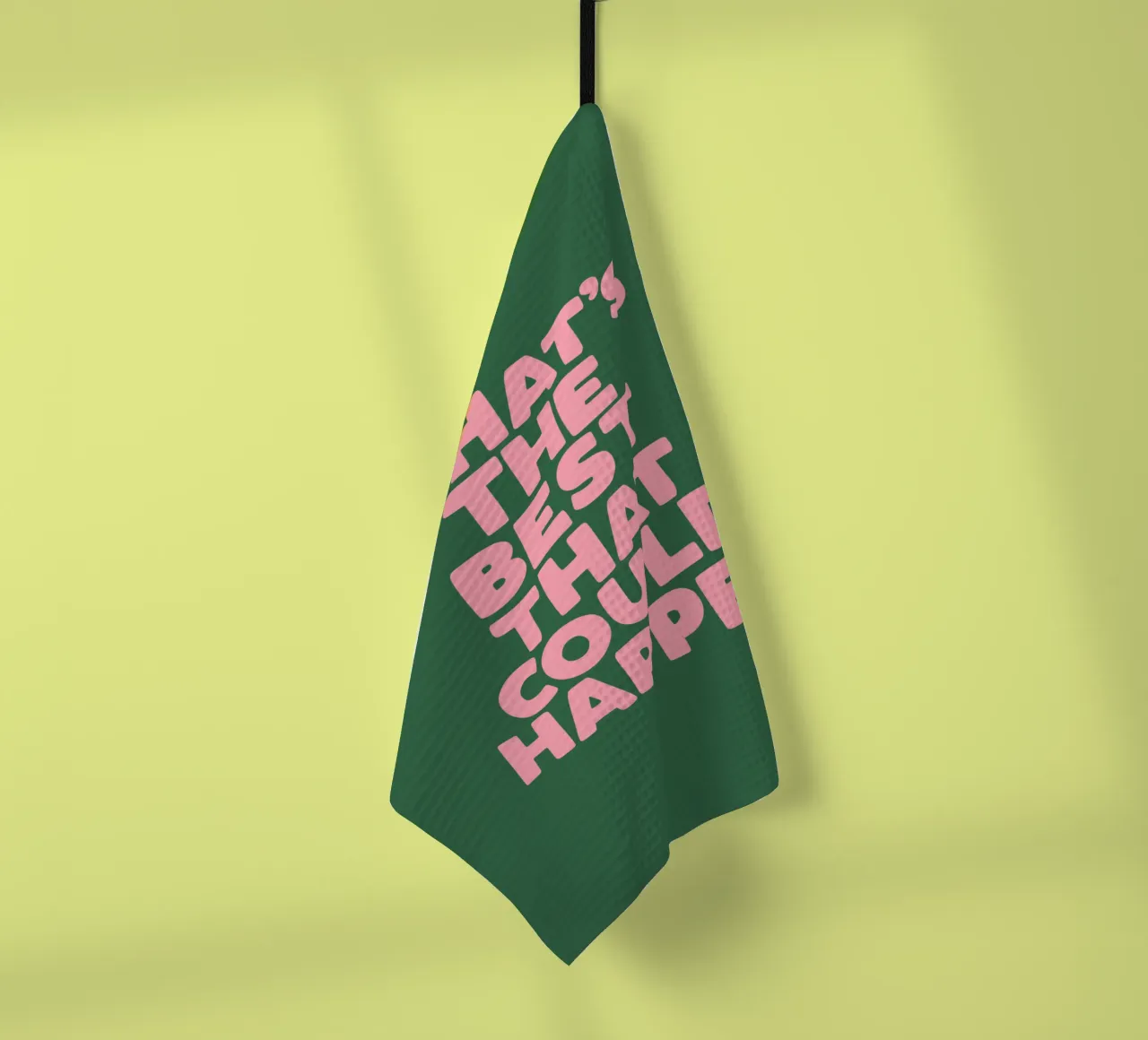 Typographie What's The Best That Could Happen en rose vert torchon de THE MOTIVATED TYPE