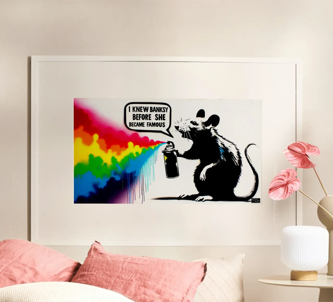 I knew banksy – Stencil, Graffiti & Streetart poster con telaio in legno da STAN Z.