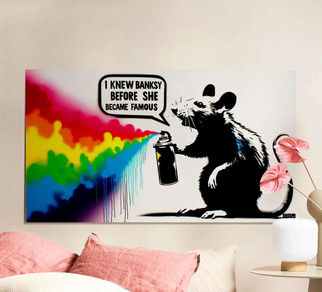 I knew banksy – Stencil, Graffiti & Streetart poster con telaio in legno da STAN Z.