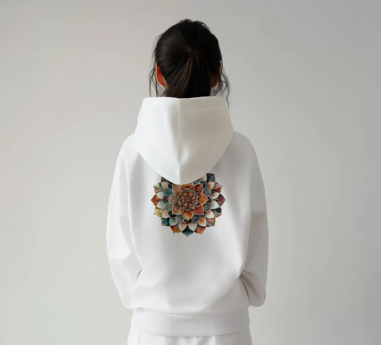 Mandala terrestre ad acquerello felpa con cappuccio da Spiritual Touch