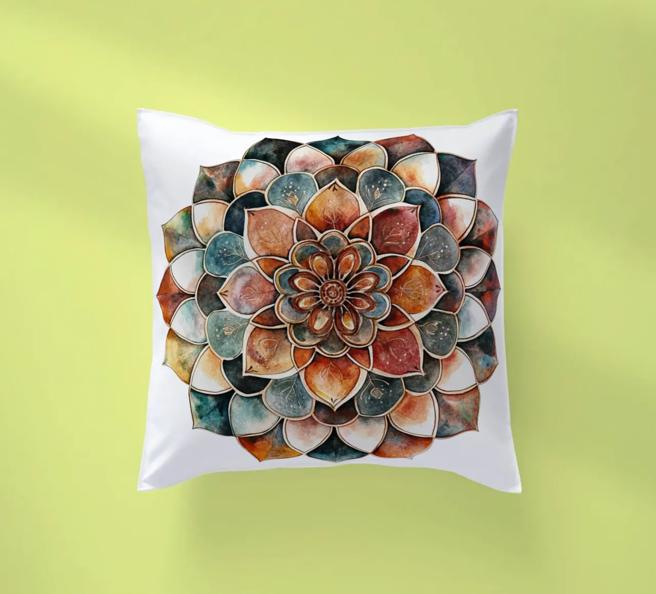 Mandala terrestre ad acquerello cuscino da Spiritual Touch