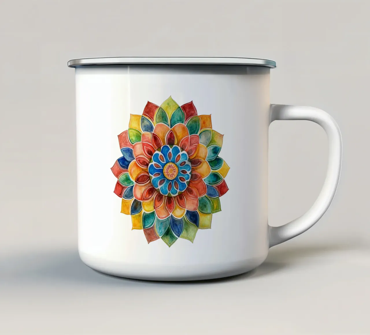 Mandala terrestre ad acquerello tazza in smalto da Spiritual Touch