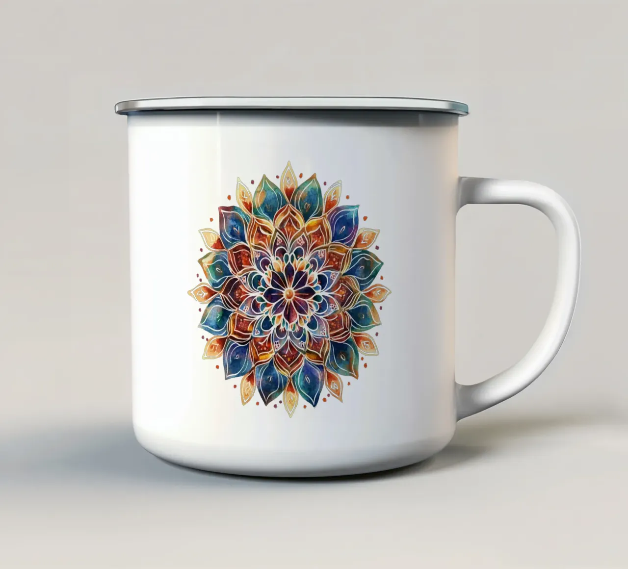Mandala terrestre ad acquerello tazza in smalto da Spiritual Touch