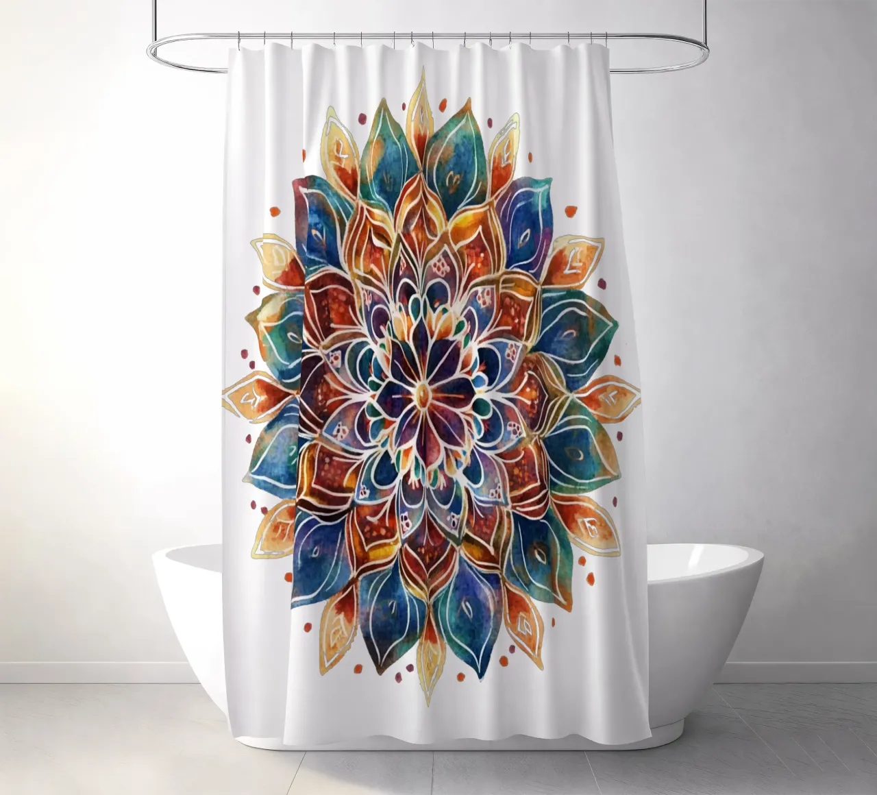 Aquarell Erdiges Mandala Duschvorhang von Spiritual Touch