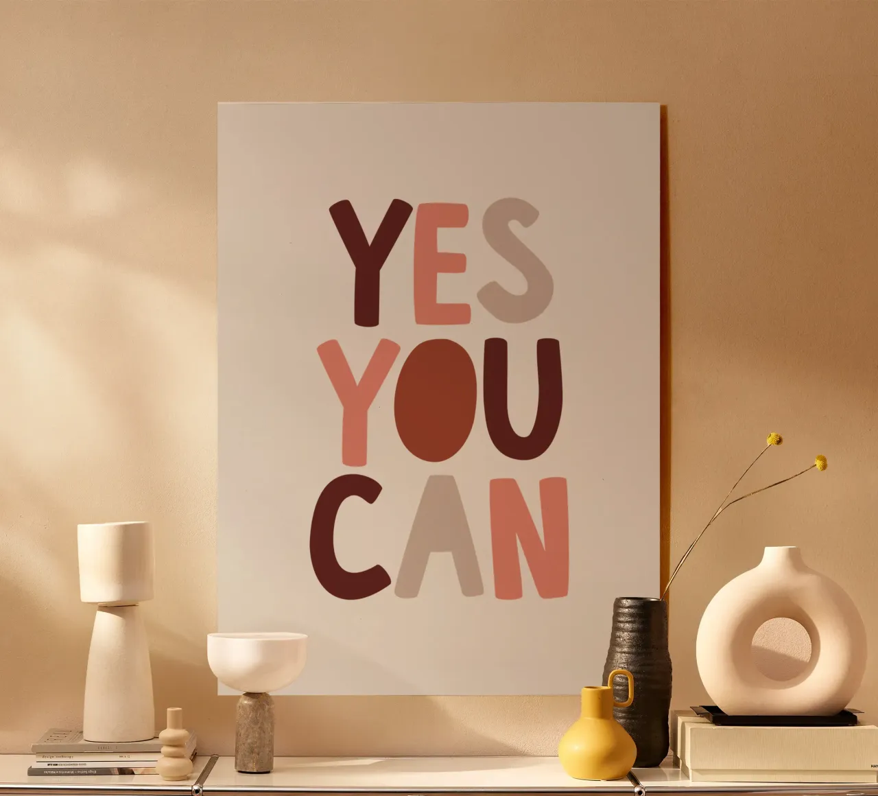 Yes You Can Motivational Typography Design acrylic glass by THE MOTIVATED TYPE