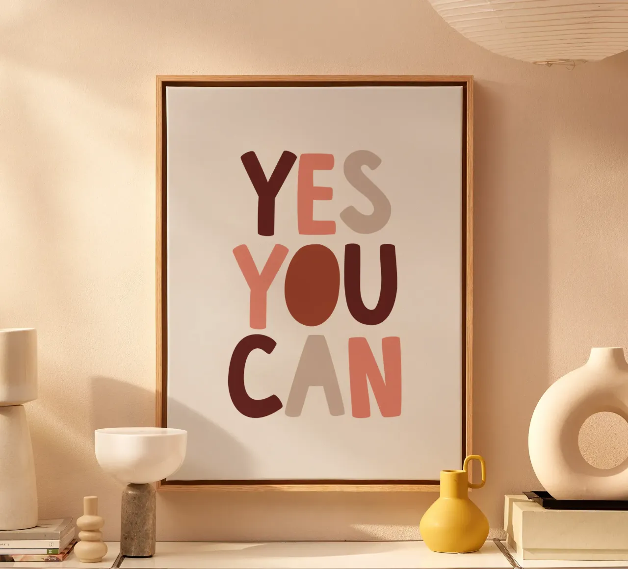 Yes You Can Motivational Typography Design canvas with Floater frame by THE MOTIVATED TYPE