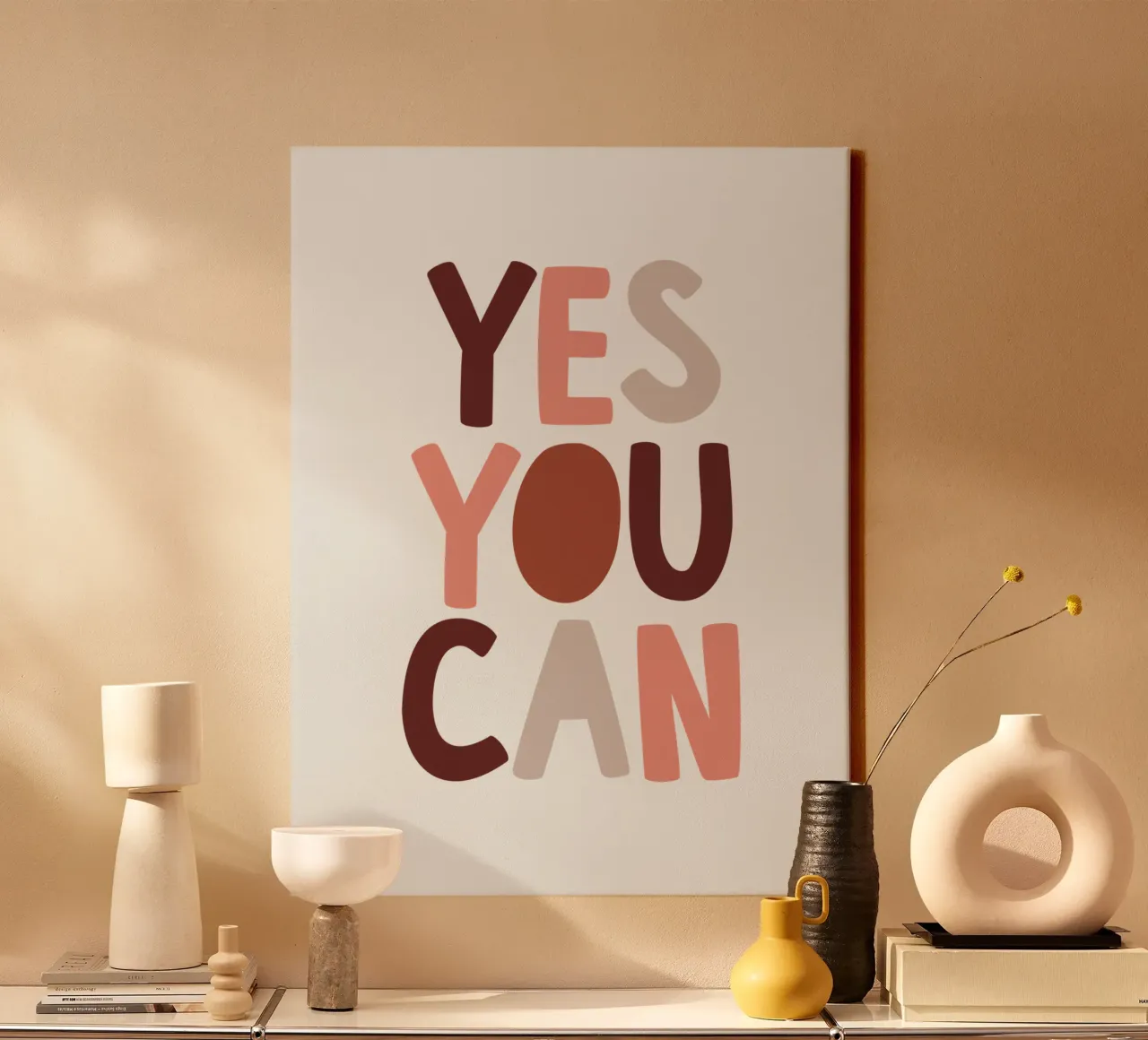 Yes You Can Motivational Typography Design canvas with Floater frame by THE MOTIVATED TYPE