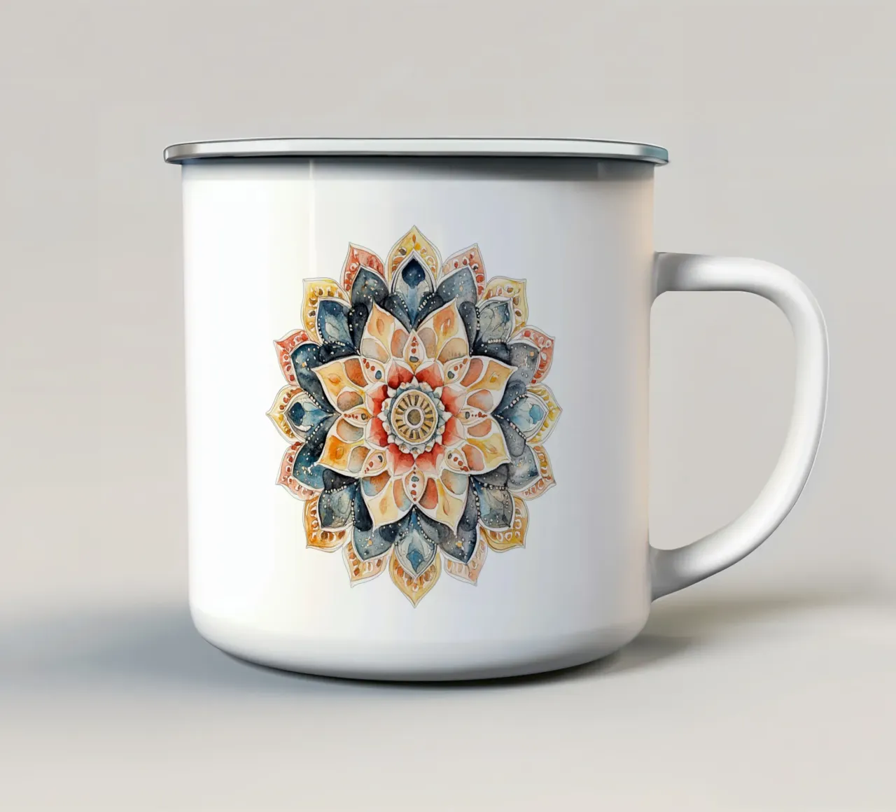 Mandala terrestre ad acquerello tazza in smalto da Spiritual Touch