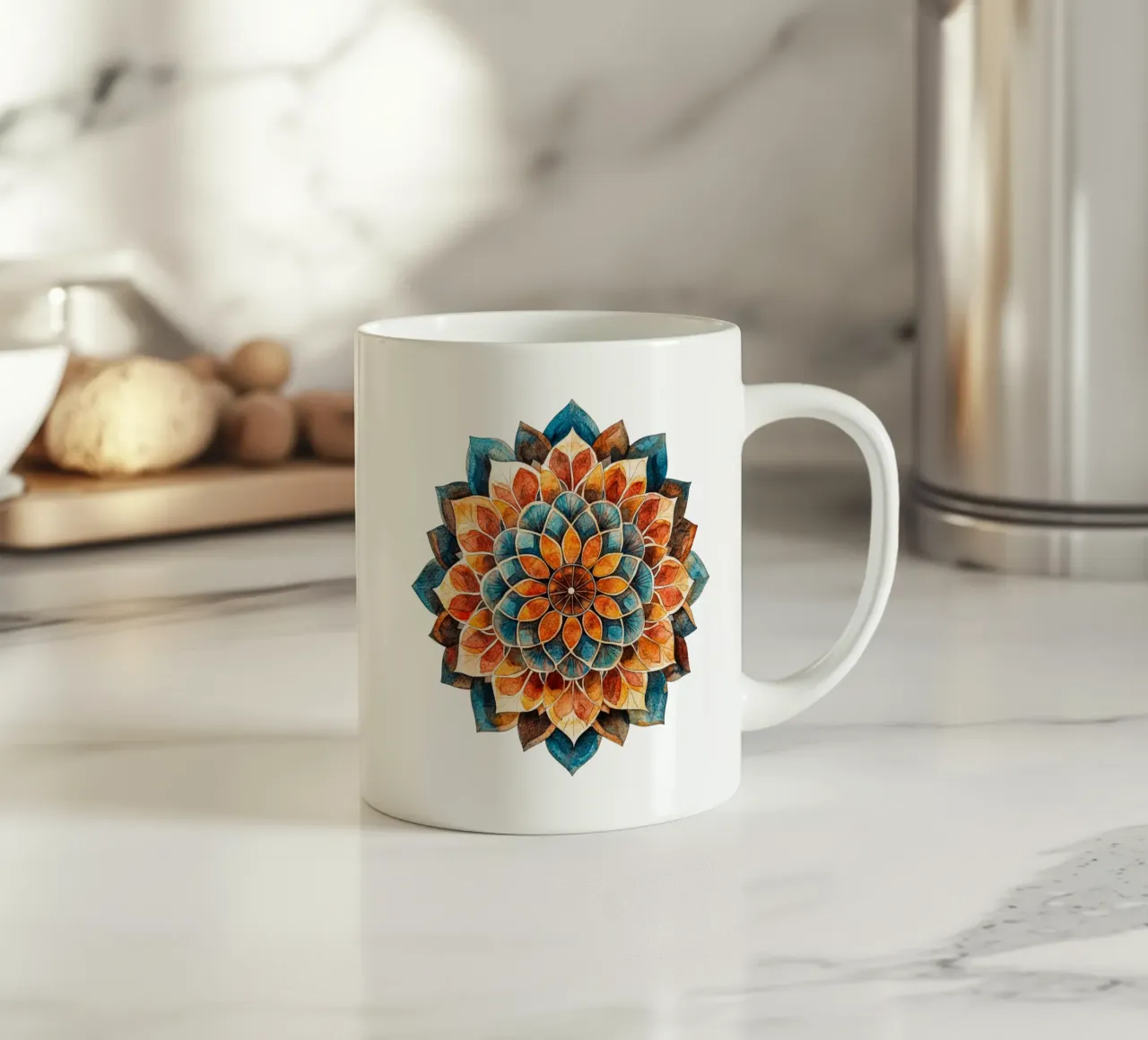 Mandala terrestre ad acquerello tazza in ceramica da Spiritual Touch