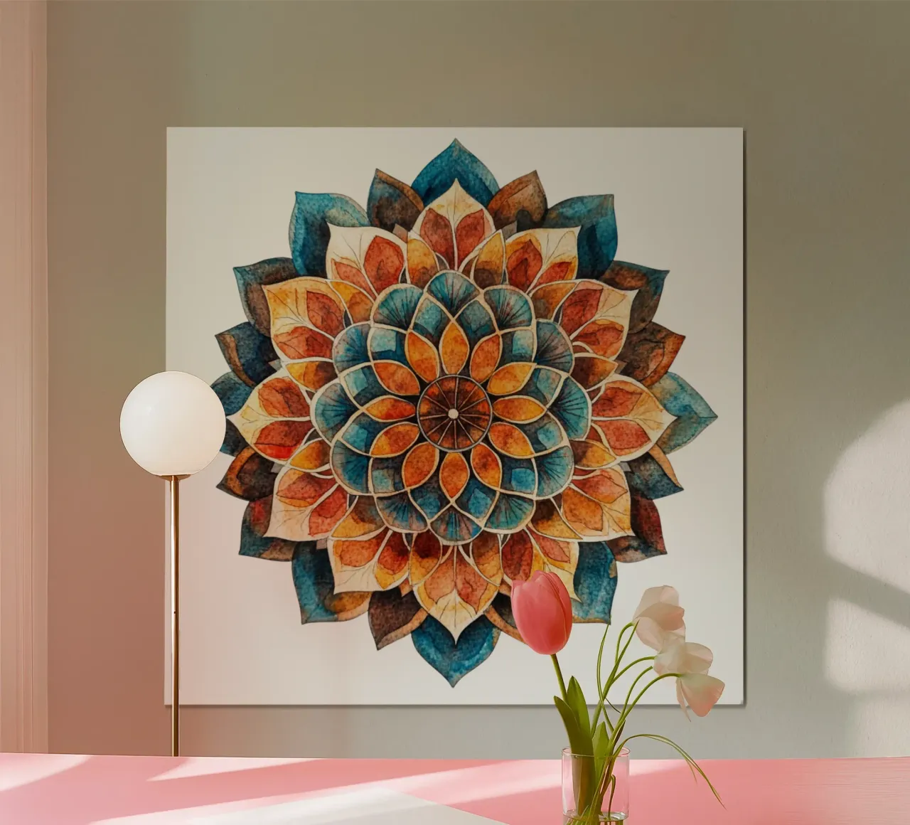 Mandala terrestre ad acquerello poster con telaio in plastica da Spiritual Touch