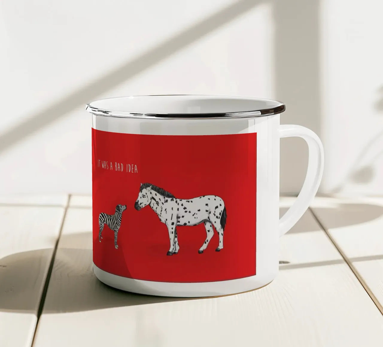 Bad Idea taza de esmalte de Balazs Solti