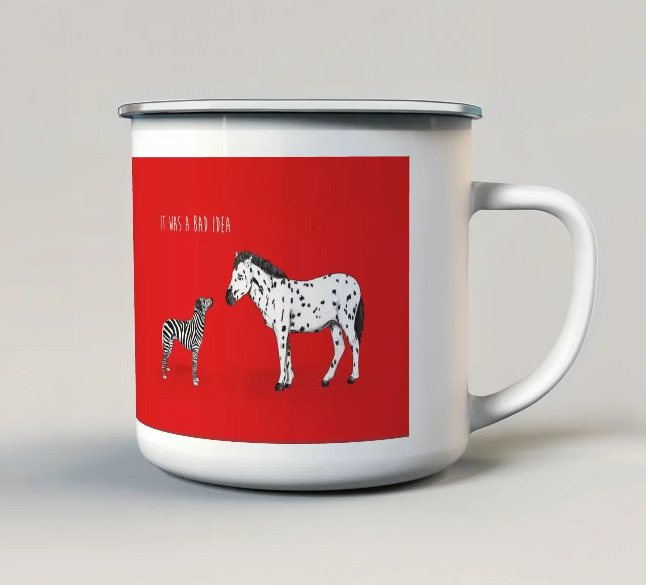 Bad Idea taza de esmalte de Balazs Solti