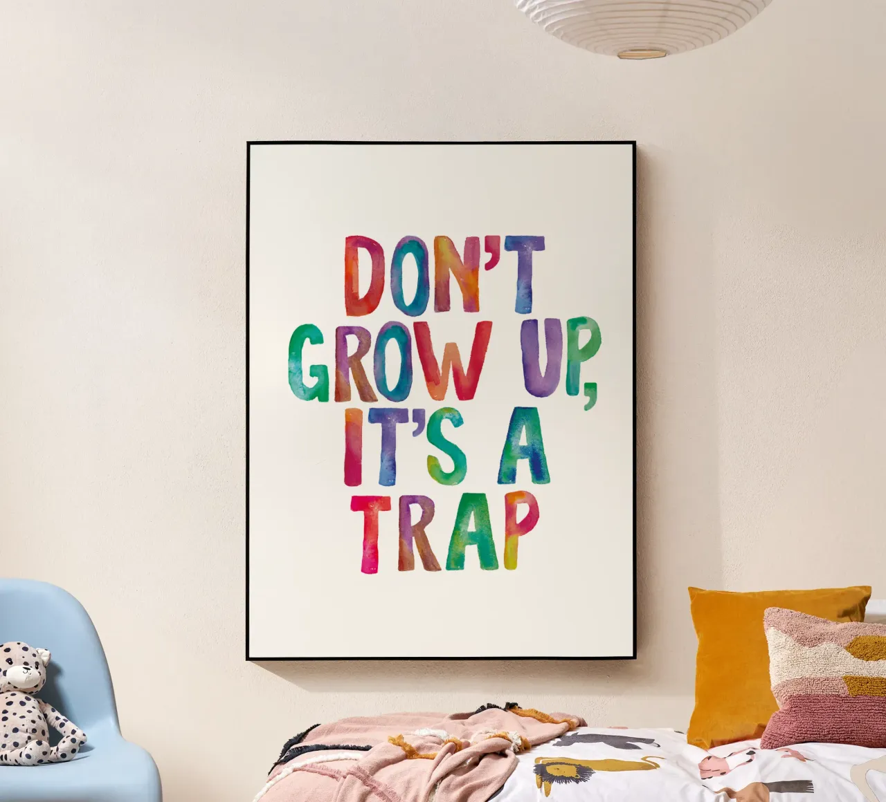 Non crescere è una trappola Design tipografico arcobaleno plexiglass da THE MOTIVATED TYPE