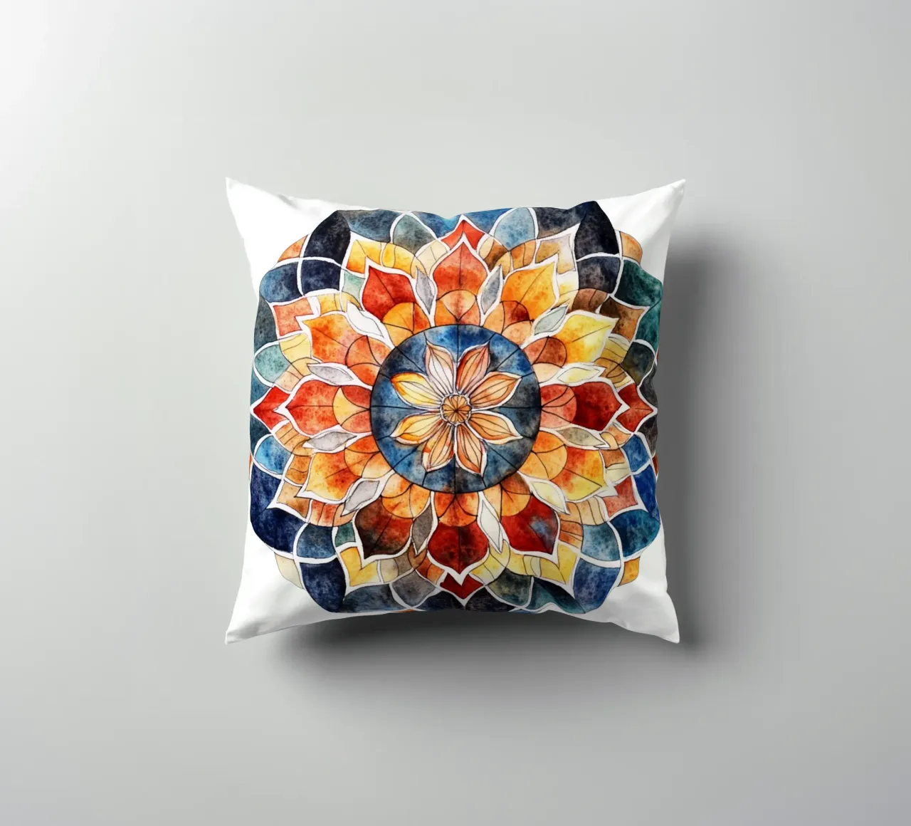 Mandala terrestre ad acquerello cuscino da Spiritual Touch