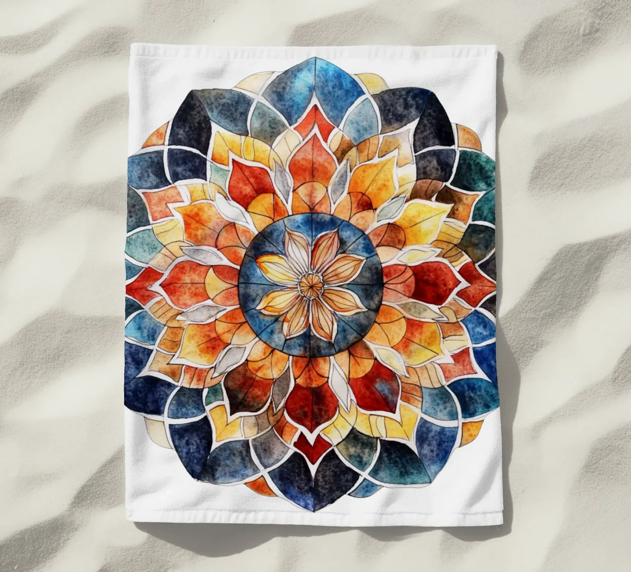 Mandala terrestre ad acquerello telo mare da Spiritual Touch