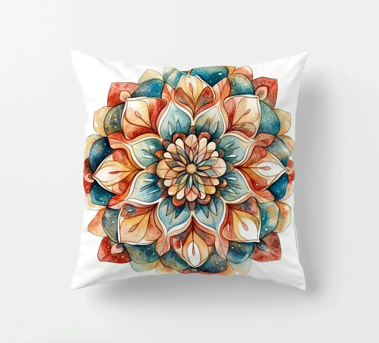 Mandala terrestre ad acquerello cuscino da Spiritual Touch