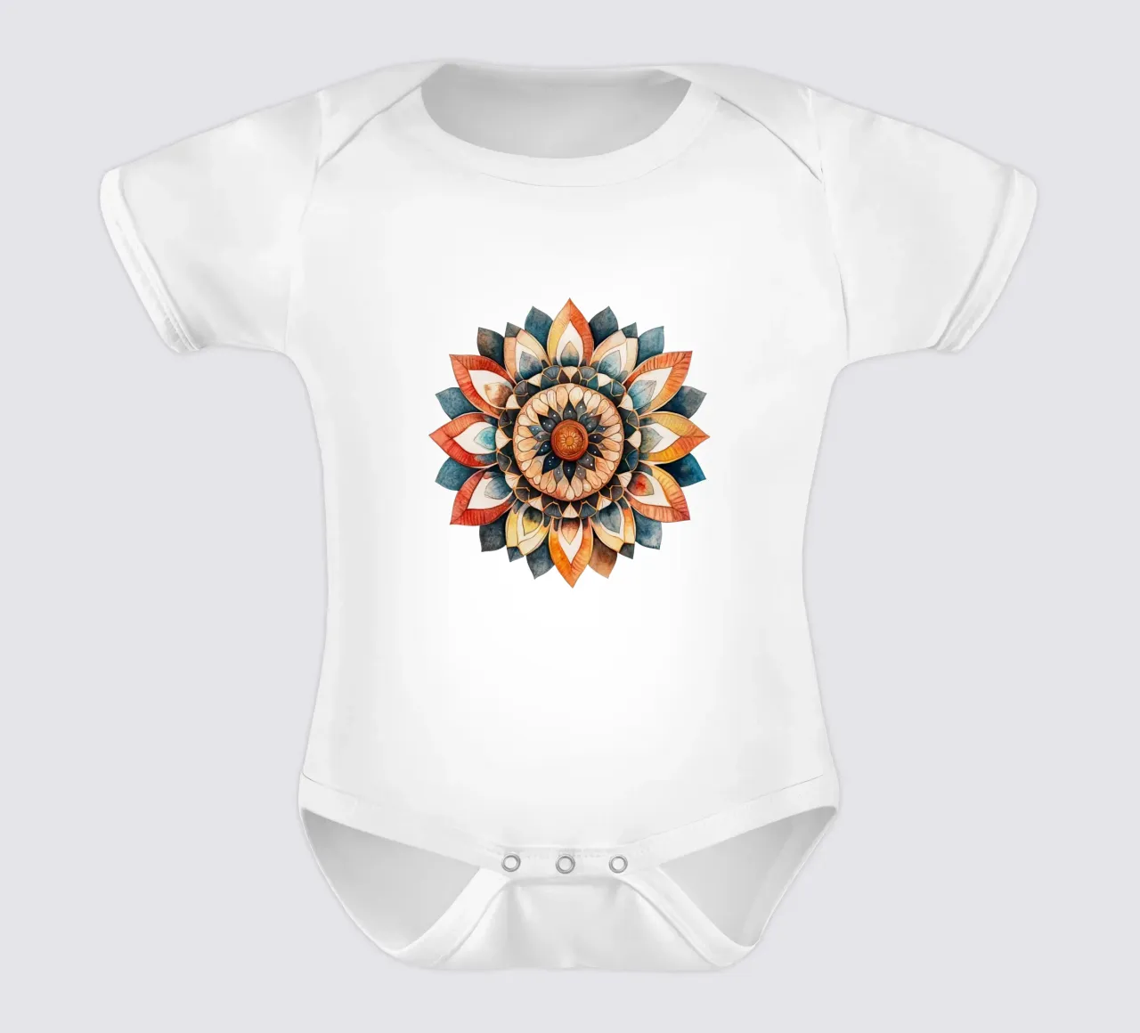 Mandala terrestre ad acquerello body neonato maniche corte da Spiritual Touch