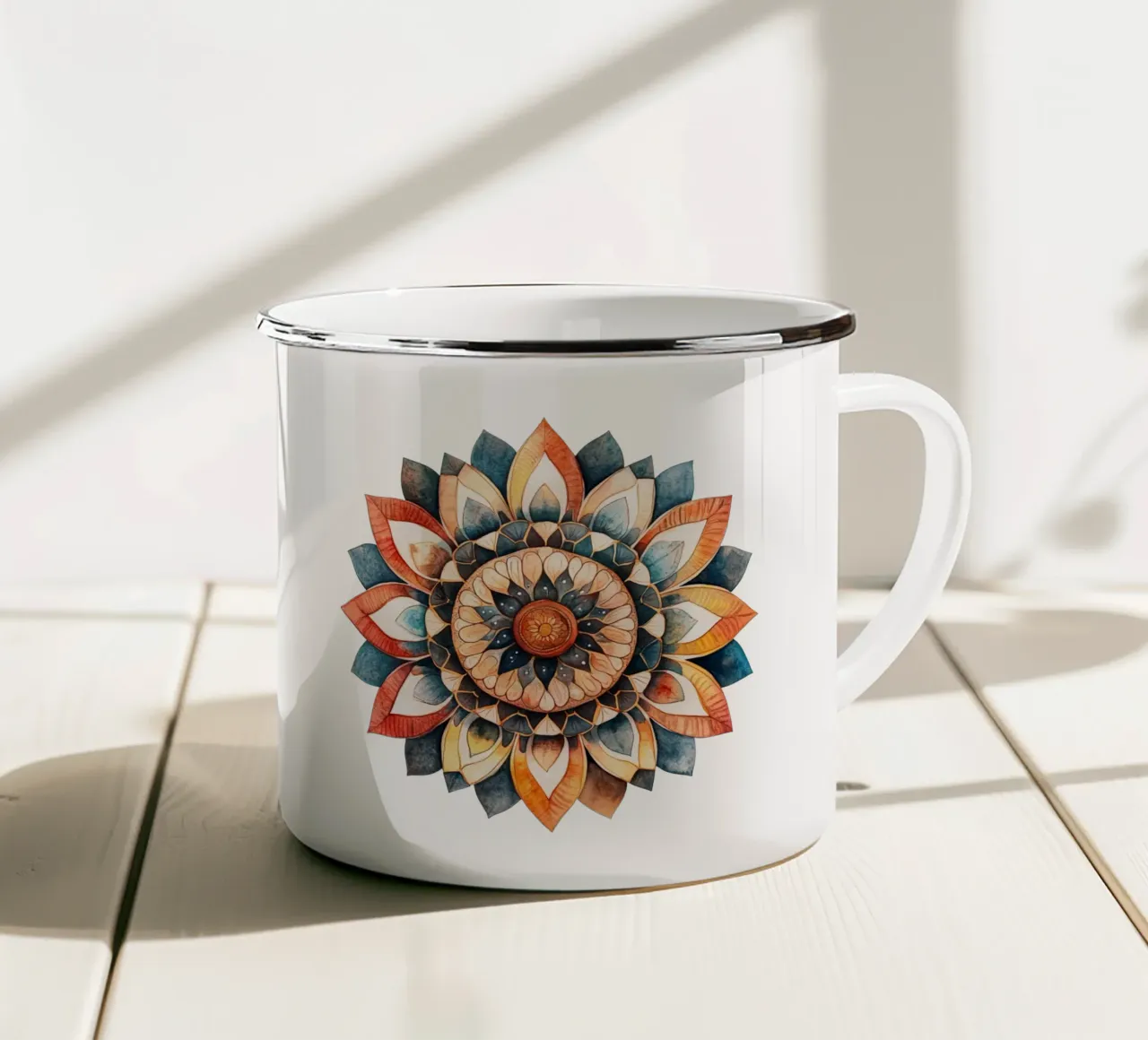 Mandala terrestre ad acquerello tazza in smalto da Spiritual Touch