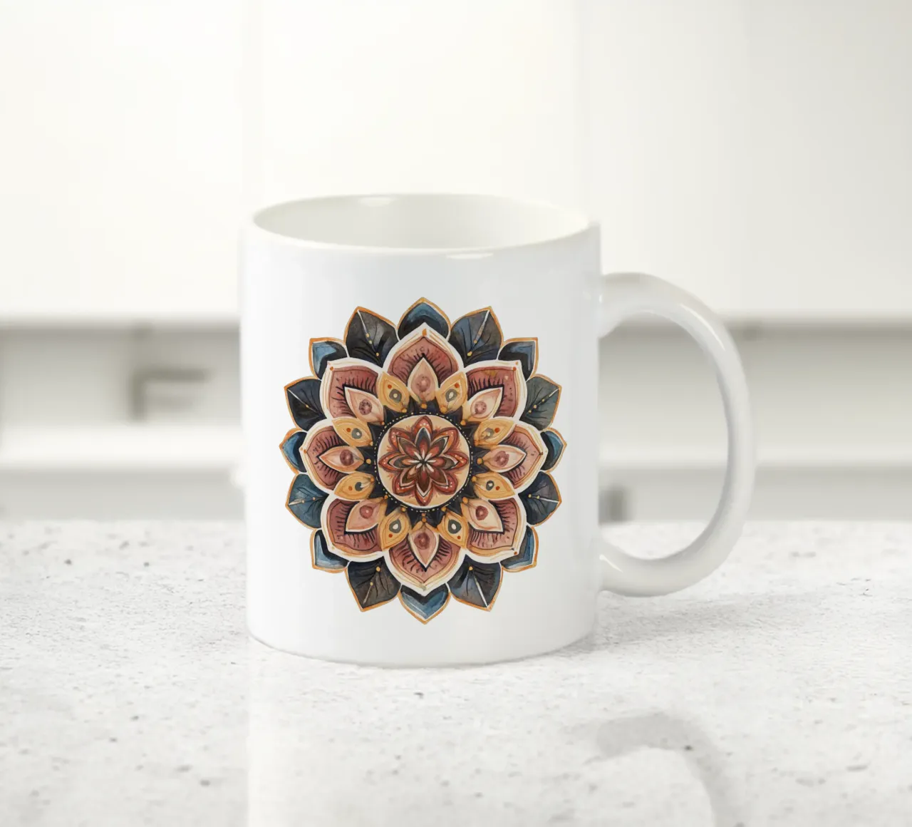 Mandala terrestre ad acquerello tazza in ceramica da Spiritual Touch