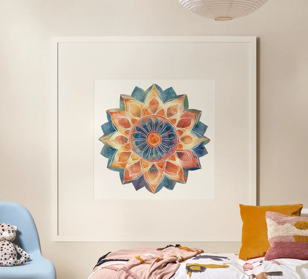 Mandala terrestre ad acquerello poster con telaio in legno da Spiritual Touch