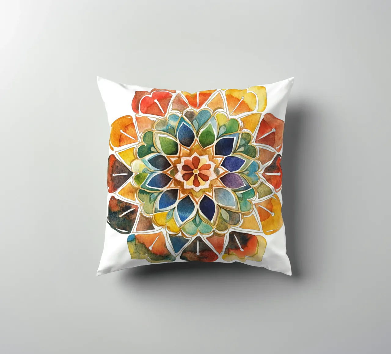 Mandala terrestre ad acquerello cuscino da Spiritual Touch