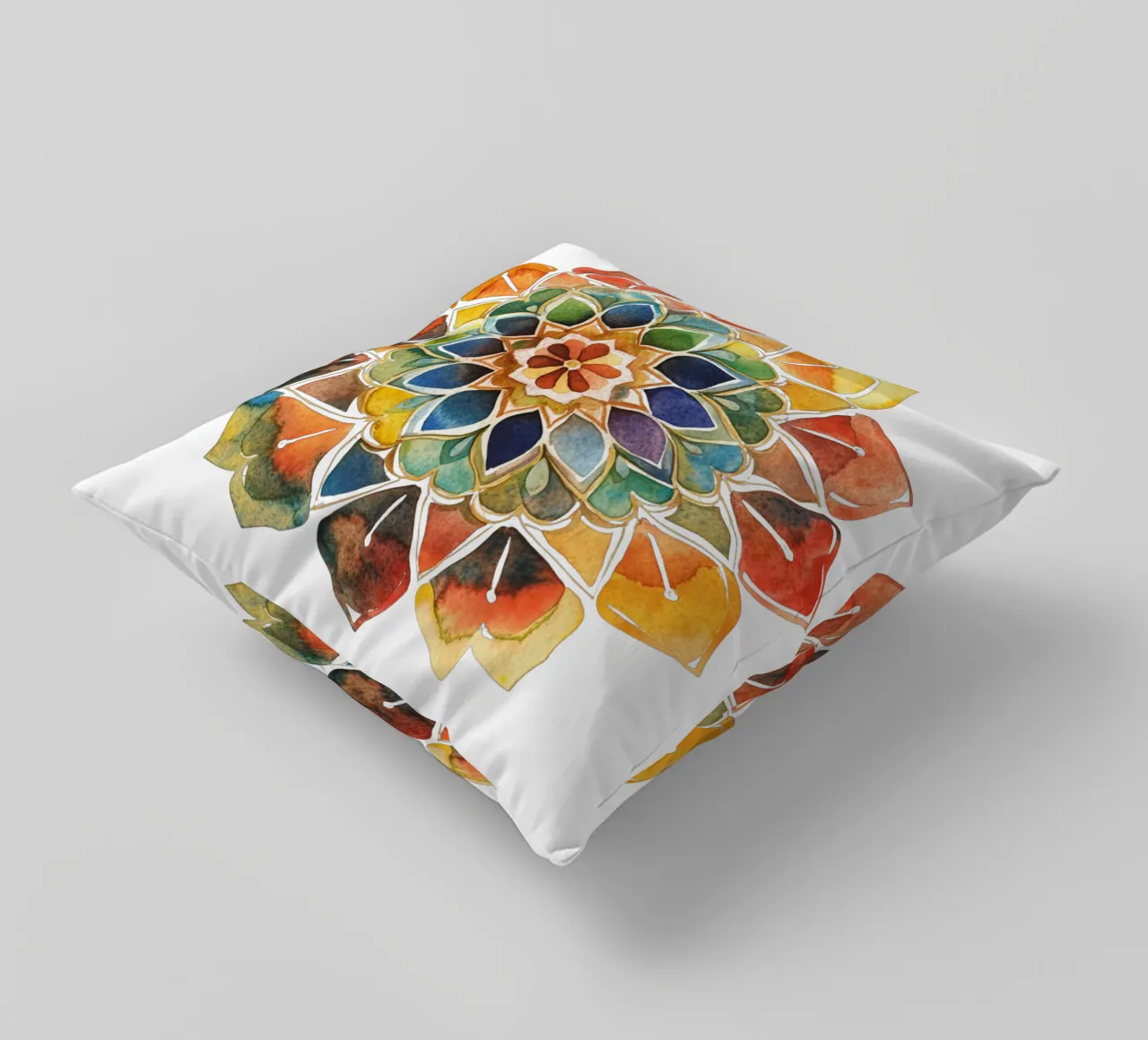 Mandala terrestre ad acquerello cuscino da Spiritual Touch