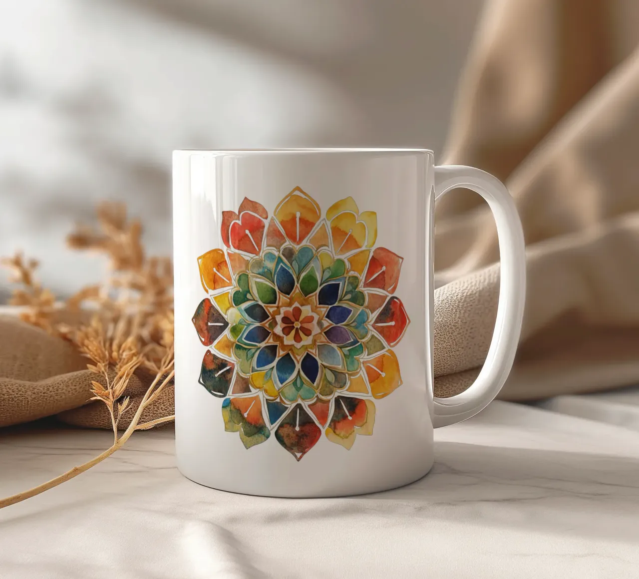 Mandala terrestre ad acquerello tazza in ceramica da Spiritual Touch