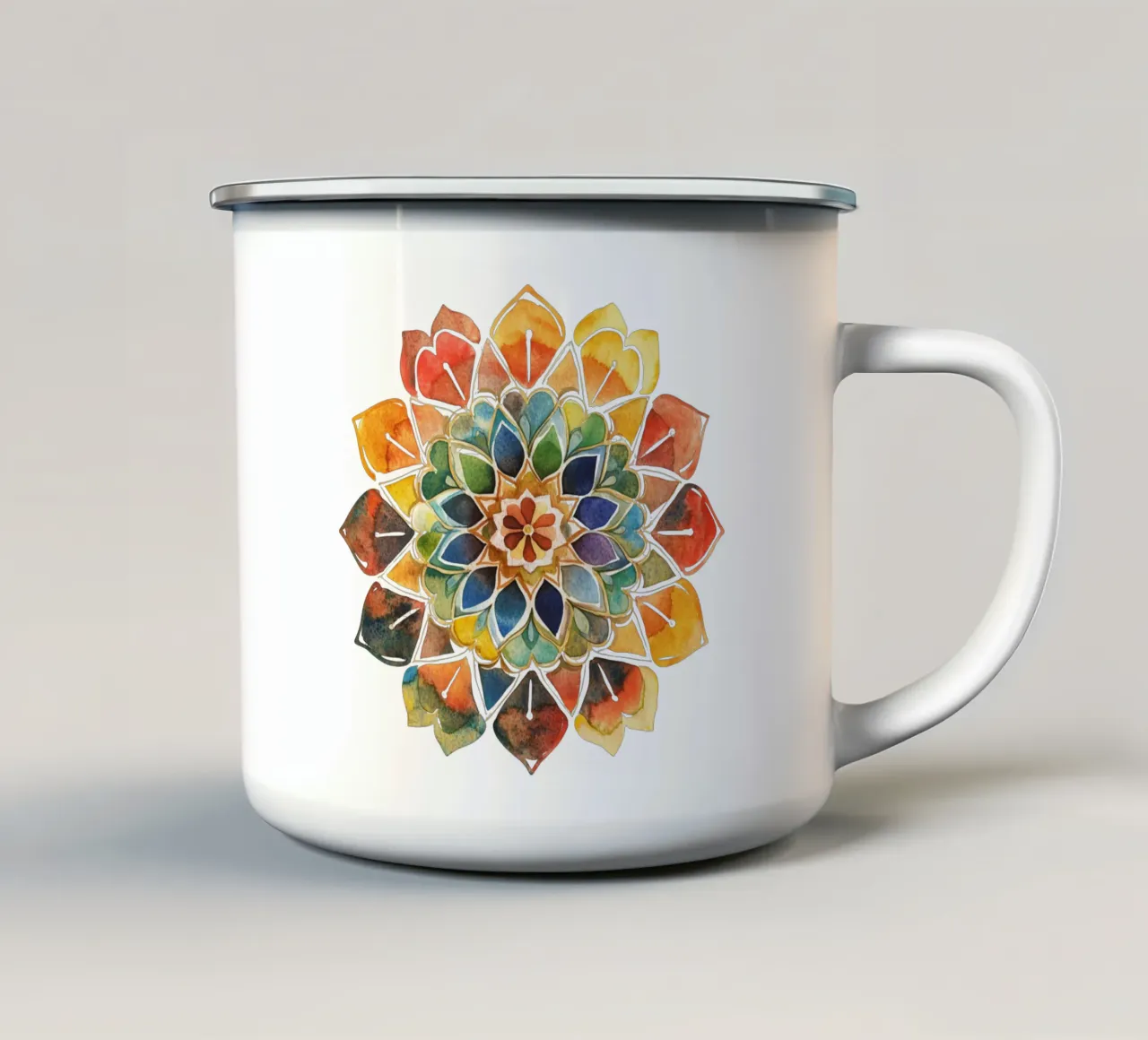 Mandala terrestre ad acquerello tazza in smalto da Spiritual Touch