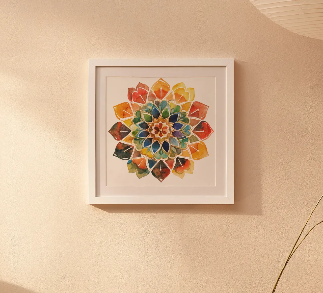 Mandala terrestre ad acquerello poster con telaio in plastica da Spiritual Touch