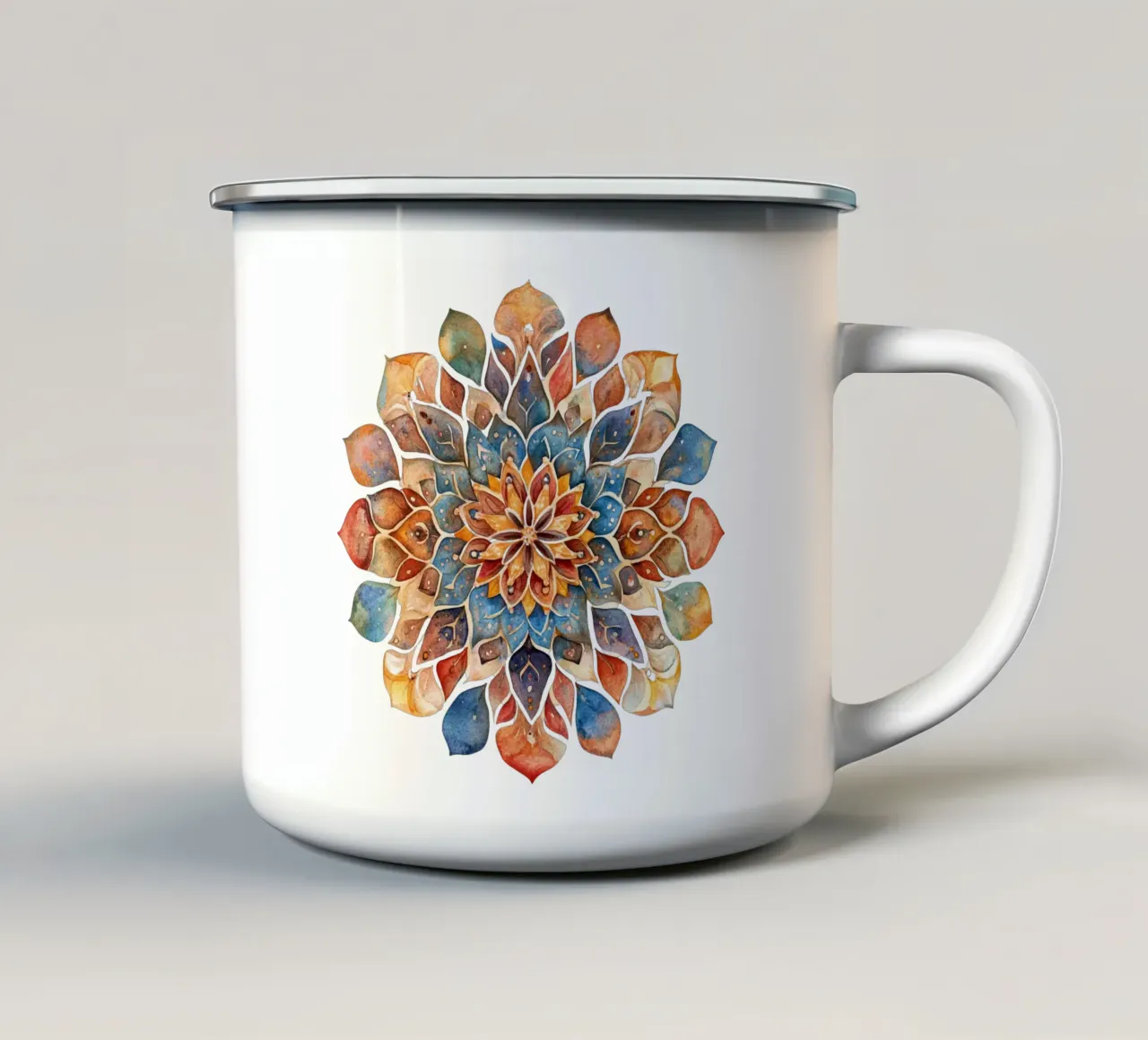 Mandala terrestre ad acquerello tazza in smalto da Spiritual Touch