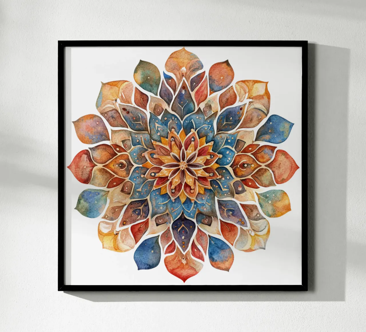 Mandala terrestre ad acquerello poster con telaio in legno da Spiritual Touch