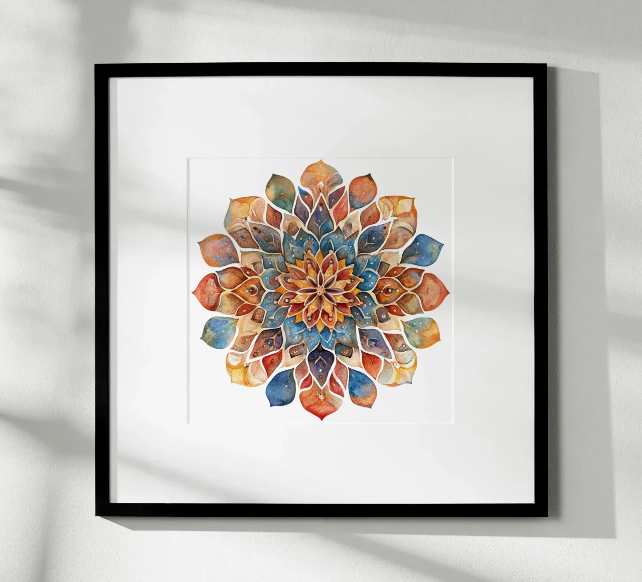 Mandala terrestre ad acquerello poster con telaio in legno da Spiritual Touch