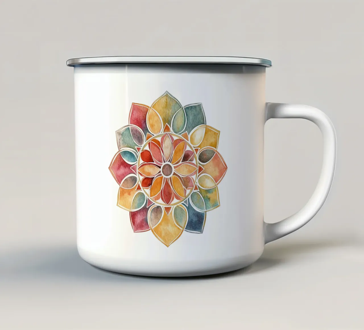Mandala terrestre ad acquerello tazza in smalto da Spiritual Touch
