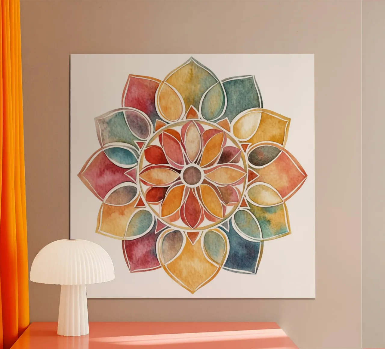 Mandala terrestre ad acquerello poster con telaio in plastica da Spiritual Touch
