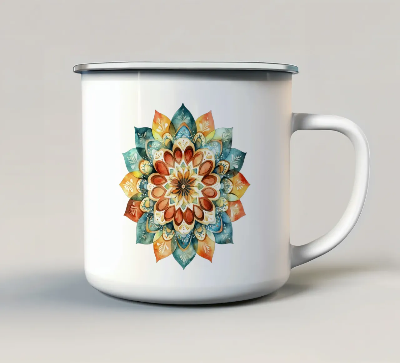 Mandala terrestre ad acquerello tazza in smalto da Spiritual Touch