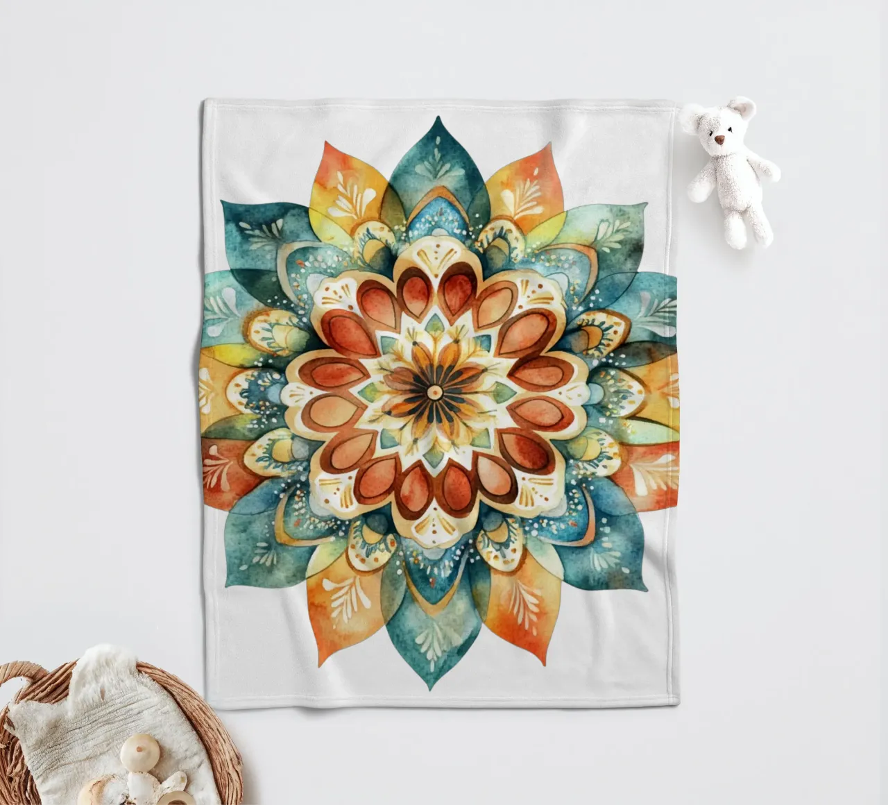 Mandala terrestre ad acquerello coperta in pile da Spiritual Touch